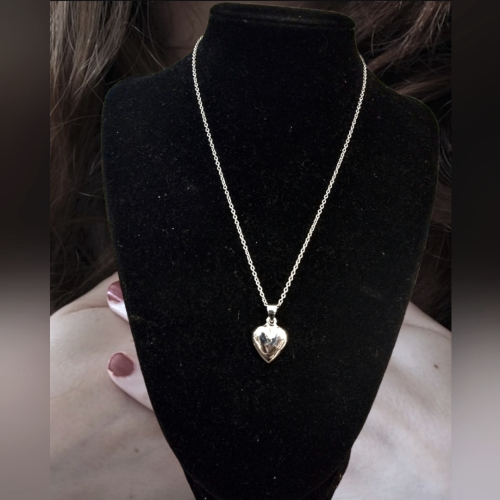925 Sterling Silver Plain 3D Heart Pendant
